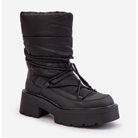 Botas de nieve de mujer Seandriel negras con plataforma y tacón plano negro 4