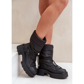 Botas de nieve de mujer Seandriel negras con plataforma y tacón plano negro 5