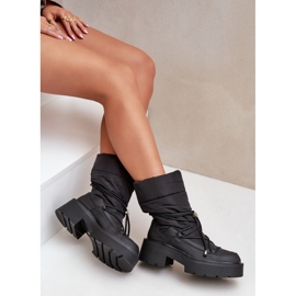 Botas de nieve de mujer Seandriel negras con plataforma y tacón plano negro 7