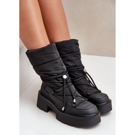 Botas de nieve de mujer Seandriel negras con plataforma y tacón plano negro 8