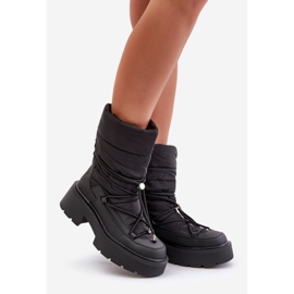 Botas de nieve de mujer Seandriel negras con plataforma y tacón plano negro 1