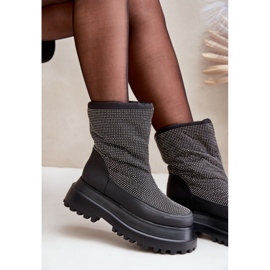Botas de nieve decoradas Avivina negras con plataforma y tacón plano negro 9
