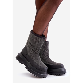 Botas de nieve decoradas Avivina negras con plataforma y tacón plano negro 1 Botas de nieve decoradas Avivina negras con plataforma y tacón plano negro 1