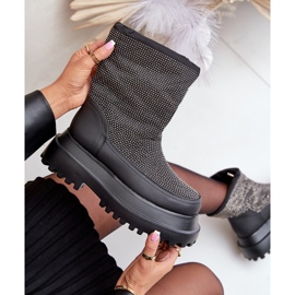 Botas de nieve decoradas Avivina negras con plataforma y tacón plano negro 2 Botas de nieve decoradas Avivina negras con plataforma y tacón plano negro 2