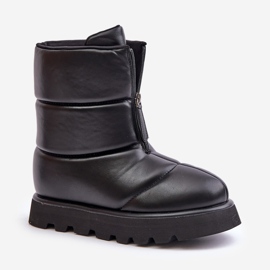 Botas De Nieve Plataforma Negra Piel Ecológica Con Cremallera Resisia negro 4