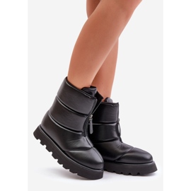 Botas De Nieve Plataforma Negra Piel Ecológica Con Cremallera Resisia negro 1