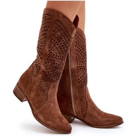Zazoo 3305/P Botas Media Pierna De Ante Calado Marrón 4
