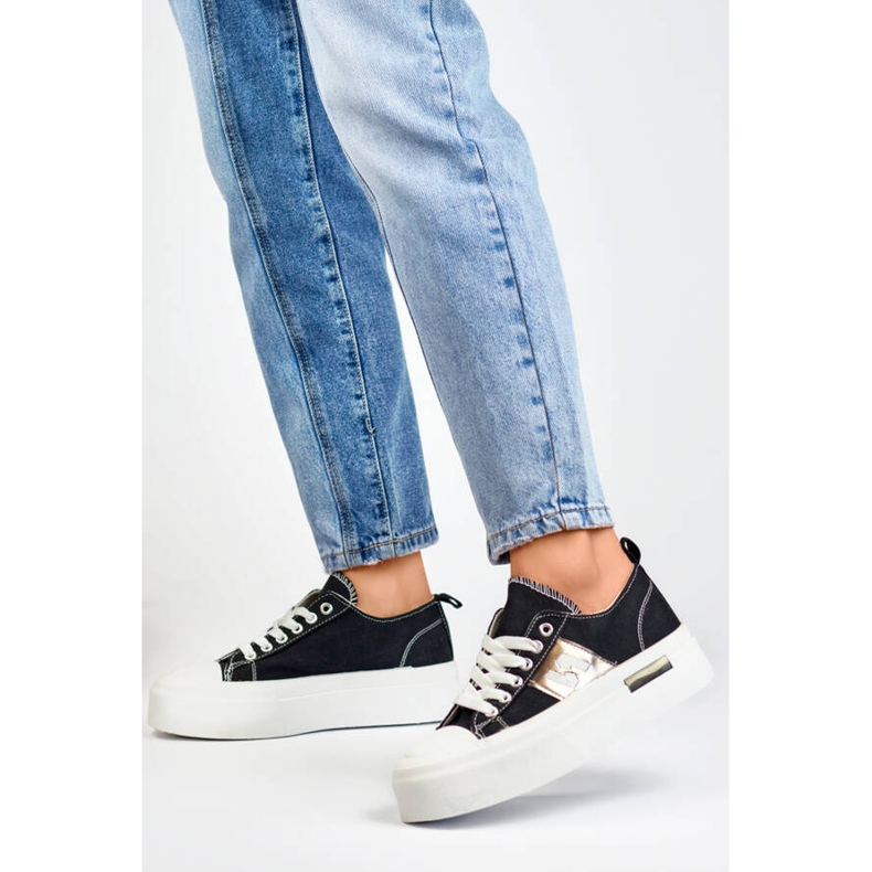 Zapatillas bajas con suela gruesa, negro LY100B 1