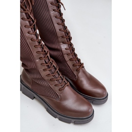 Botas marrones con cordones Vamilena y parte superior elástica marrón 9