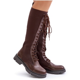 Botas marrones con cordones Vamilena y parte superior elástica marrón 10