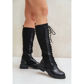 Botas negras con cordones Vamilena y parte superior elástica negro 3