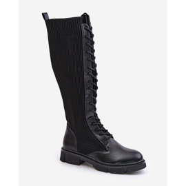 Botas negras con cordones Vamilena y parte superior elástica negro 4