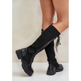 Botas negras con cordones Vamilena y parte superior elástica negro 5