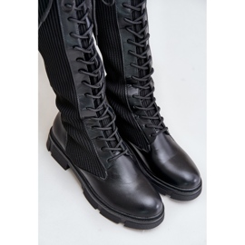 Botas negras con cordones Vamilena y parte superior elástica negro 9