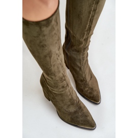 Botas de ante ecológico con tacones de aguja, batirae verde oscuro 6