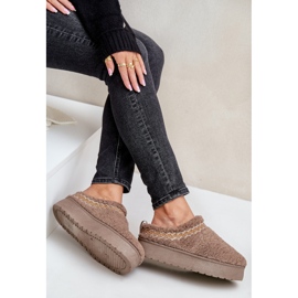 Botas de nieve con plataforma y pelo, tipo borreguito, beige oscuro Mesirra 6