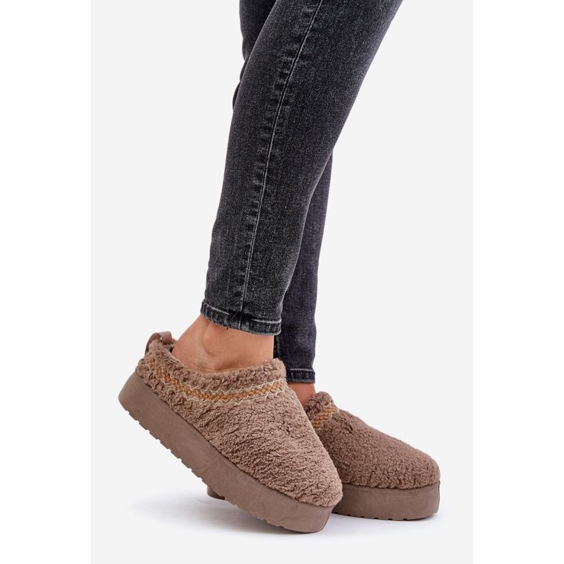 Botas de nieve con plataforma y pelo, tipo borreguito, beige oscuro Mesirra 1