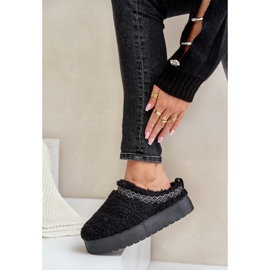 Botas de nieve con plataforma de piel de oveja Mesirra negras con piel negro 5