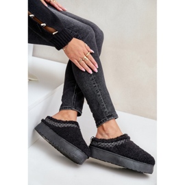 Botas de nieve con plataforma de piel de oveja Mesirra negras con piel negro 7