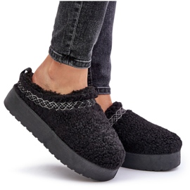 Botas de nieve con plataforma de piel de oveja Mesirra negras con piel negro 9
