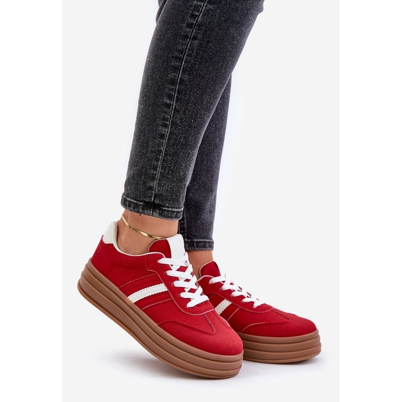 Zapatillas Dravinnia Mujer Plataforma Rojo 1