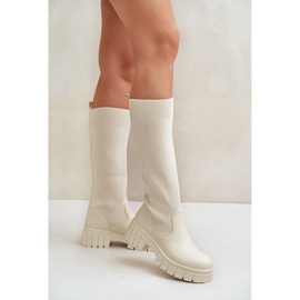 Mesidra beige claro Botas Mesidra con parte superior flexible y tacón plano 3