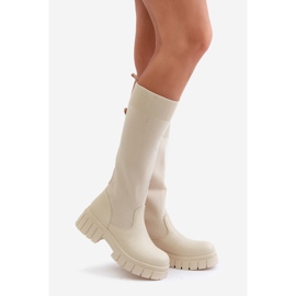 Mesidra beige claro Botas Mesidra con parte superior flexible y tacón plano 1