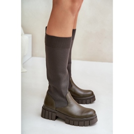 Botas con parte superior flexible y tacón plano, verde oscuro Mesidra 5