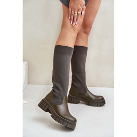 Botas con parte superior flexible y tacón plano, verde oscuro Mesidra 2 Botas con parte superior flexible y tacón plano, verde oscuro Mesidra 2