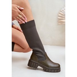 Botas con parte superior flexible y tacón plano, verde oscuro Mesidra 7