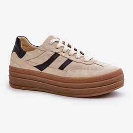 Zazoo N1176 Zapatillas de Ante con Plataforma, Beige 5