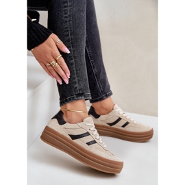 Zazoo N1176 Zapatillas de Ante con Plataforma, Beige 8