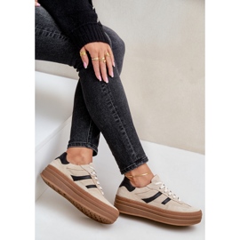 Zazoo N1176 Zapatillas de Ante con Plataforma, Beige 9