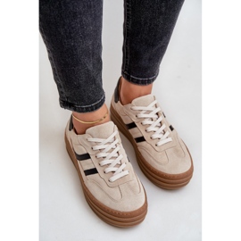 Zazoo N1176 Zapatillas de Ante con Plataforma, Beige 6
