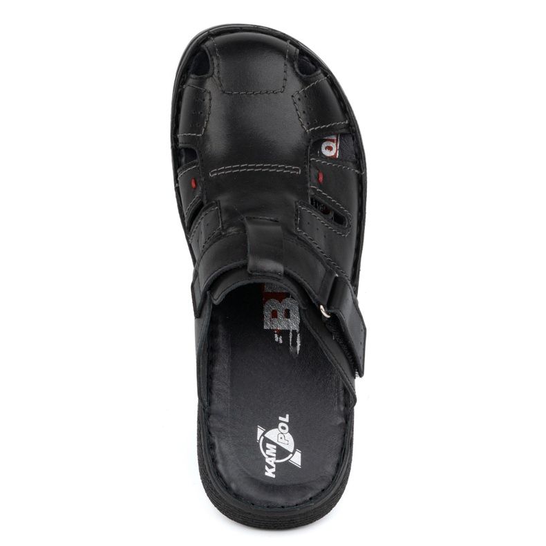 Pantuflas de piel para hombre KAMPOL Polskie stogie 221KAM negro 4