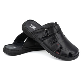 Pantuflas de piel para hombre KAMPOL Polskie stogie 221KAM negro 2