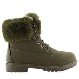 Botas de madera verde cálido con pelo 1