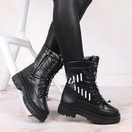 Botas de nieve con cordones en la plataforma Vinceza W JAN167 negro 2