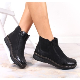 Cómodas botas con cremalleras aisladas Rieker W RKR555 negro 2