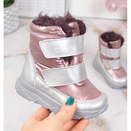 Botas de nieve impermeables con membrana de velcro Kornecki KOR6895B rosa 1