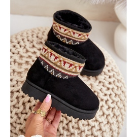 Botas de nieve sin cordones para niños con estampado, forradas con pelo, Mirirae negra negro 5