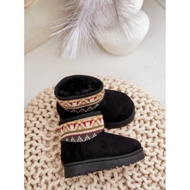 Botas de nieve sin cordones para niños con estampado, forradas con pelo, Mirirae negra negro 6