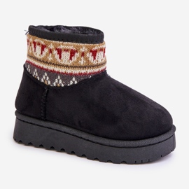 Botas de nieve sin cordones para niños con estampado, forradas con pelo, Mirirae negra negro 7