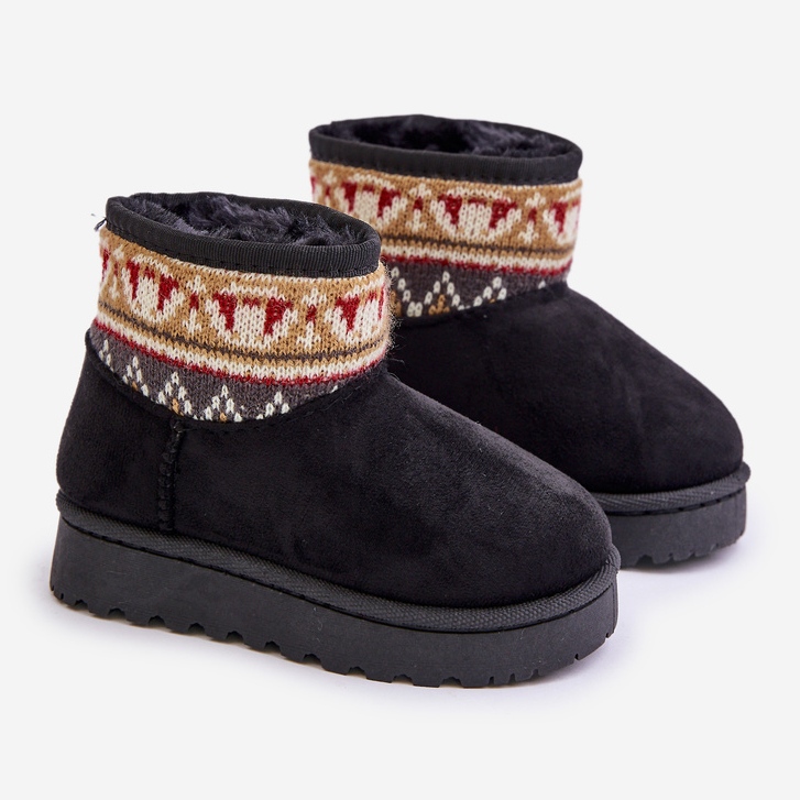 Botas de nieve sin cordones para niños con estampado, forradas con pelo, Mirirae negra negro 1 Botas de nieve sin cordones para niños con estampado, forradas con pelo, Mirirae negra negro 1