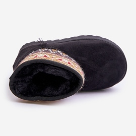 Botas de nieve sin cordones para niños con estampado, forradas con pelo, Mirirae negra negro 3