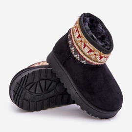 Botas de nieve sin cordones para niños con estampado, forradas con pelo, Mirirae negra negro 4