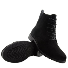 Botines con cordones de ante negros 1