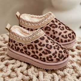 Botas de Nieve para Niños con Estampado de Leopardo en la Plataforma, Cálidas con Pelo, Marrón Vilabria beige 5