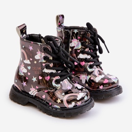 Botas Infantiles Aislante Con Cremallera Unicornios Negro Tiptop 1
