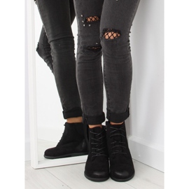 Botines con cordones de ante negros 4